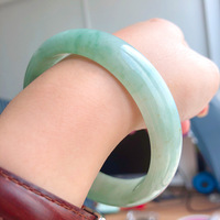 Natural ice jadeite bracelet high ice oil green female jade bracelet old pit a grade jade bracelet Myanmar raw stone jade bracelet - Thumbnail 6
