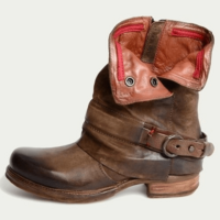 Wide Calf Low Heel Martin Boots - Thumbnail 1