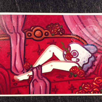 Mola rose painting mini print - Thumbnail 1