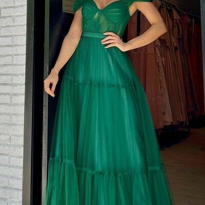 Elegant mother of bride/ groom dress green evening formal gowns prom dress