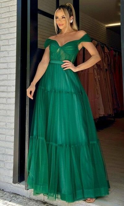 Elegant Mother of Bride/ Groom Dress Green Evening Formal Gowns Prom Dress