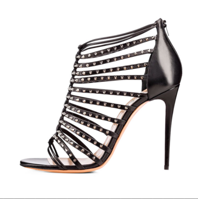 Elegant Contrast Black & White Studded Handbag Sandals