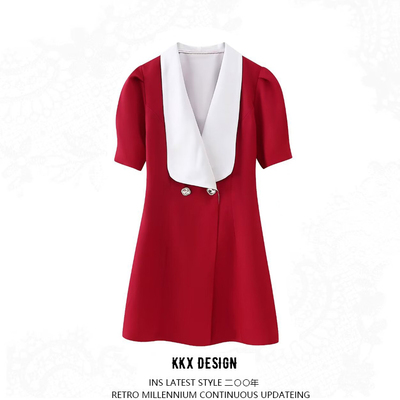 Fashionable design suit-style bow-decorated mini dress