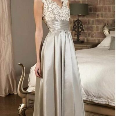 Elegant mother of bride/ groom dress lace tea-length evening formal gowns prom dress