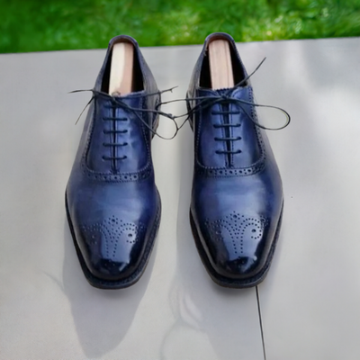 Navy Blue Dress Shoes for Men Fashion Brogue Shoes