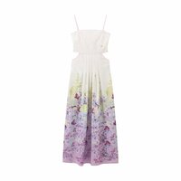 Positioning embroidery slim backless sleeveless suspender dress - Thumbnail 2