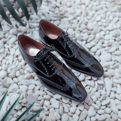 Italian handmade black patent leather dress shoes for men oxford shoes, brogue shoes, fashion shoes