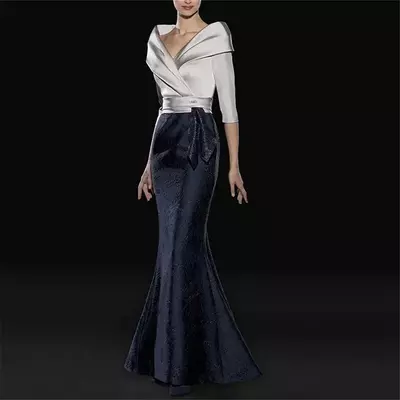 Elegant mermaid satin mother of the bride / groom dresses floor-length v-neck groom mother dresses for weddings