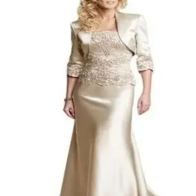 Mother of bride dress 2 piece dress lace wedding dress woman guest appliqued elegant dress mother of the groom