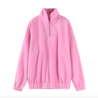 BABY PINK FLEECE HALF ZIP PULLOVER - Thumbnail 3