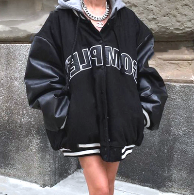 STREET HOODED VARSITY JACKET