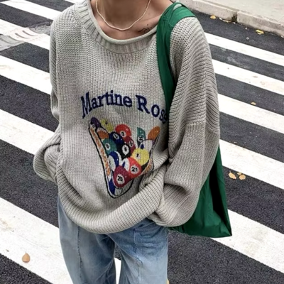 Vintage billiards print downtown sweater 