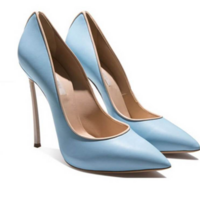 Point Toe Ankle Leather Sexy Close Toe Pumps - Thumbnail 4