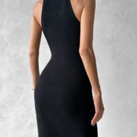 Fashion Sexy Round Neck Sleeveless Rhinestone Dress - Thumbnail 3