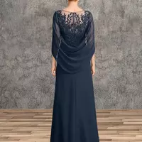 Mother of the Bride/Groom Dresses for Wedding Party Dress Long Chiffon Lace Applique Wedding Guest Dresses - Thumbnail 1