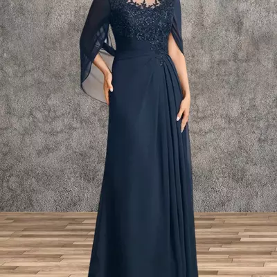 Mother of the bride/groom dresses for wedding party dress long chiffon lace applique wedding guest dresses