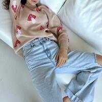 Mushroom Pullover Knit Sweater - Thumbnail 5