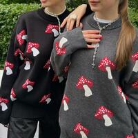 Mushroom Pullover Knit Sweater - Thumbnail 7