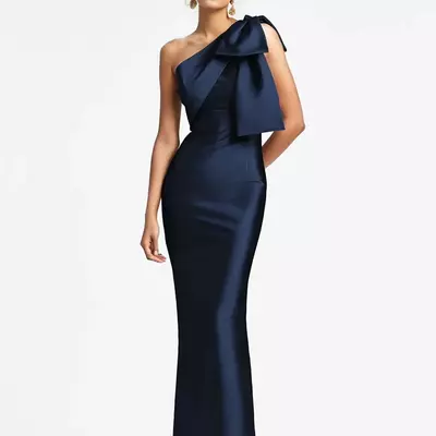 Mother of the bride/groom dresses one-shoulder sleeveless mermaid bows floor-length wedding guest dresses 