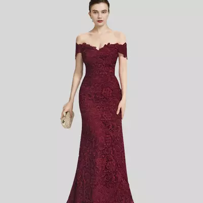 Mermaid / trumpet mother of the bride/ groom dress luxurious elegant v neck court train lace stretch chiffon 3/4 length sleeve