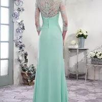 Mother of the Bride Dresses Chiffon A-line formal dresses Scoop Zipper with Buttons Back Pleats Elegant Evening Gown - Thumbnail 4