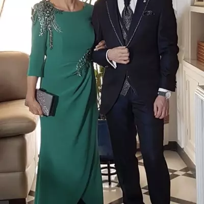 Simple green mother of bride/ groom dress lace evening formal gowns prom dress