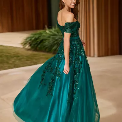 Green mother of the bride/ groom dress off the shoulder lace appliques prom dress elegant customized evening gown