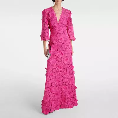 Rose pink mother dresses lace 3/4 sleeves mother of the bride gowns 2024 v neckline wedding party dresses flowers