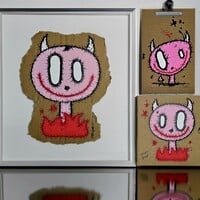 😈😇Painting by Celipe Perroloco "PINK DEMON II"  - Thumbnail 6