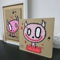 😈😇Painting by Celipe Perroloco "PINK DEMON II"  - Thumbnail 4