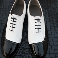 Crafted Leather Handmade Luxury Model Black Patent White Calf Leather Dress Lace up Shoes - Thumbnail 6