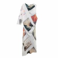 Swing collar printed asymmetric maxi dress - Thumbnail 2