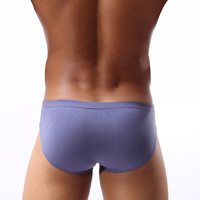 Purple-gray Wholesale 3PK cotton blend Men's sexy underwear lingerie low-rise breathable briefs underpants BR1130 - Thumbnail 1