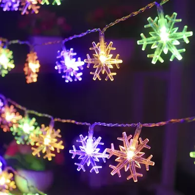 Christmas Snowflake Light, 80/40/20/10 LEDs Snowflake Hanging String Lights 