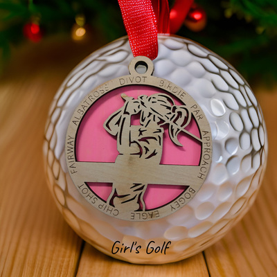 #286 girl's golf christmas ornament