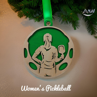 #288 Female Pickleball Christmas Ornament