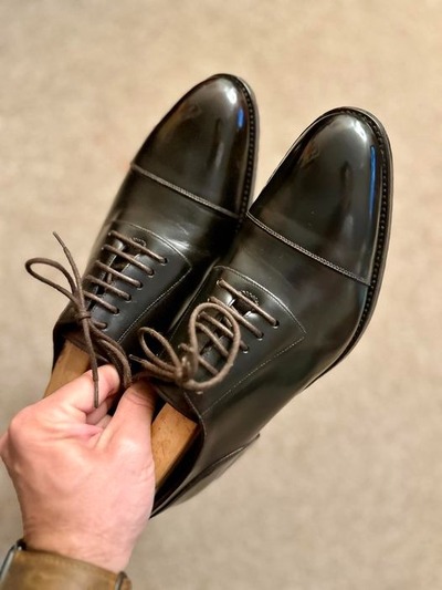 Decent Wear Men's Handmade Black Cap Toe Lace Up Leather Shoes