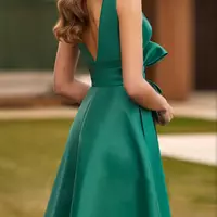 Mother of the Bride Dresses V-Neck Floor Length Elegant and pretty Women's Dresses With Split Front Bow - Thumbnail 1