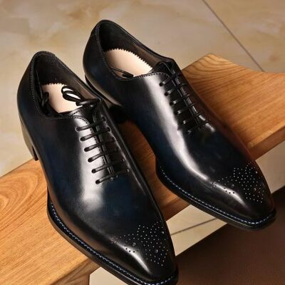 Outclass gentlemen black derby style brogue genuine leather lace up shoes