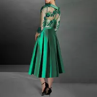 Elegant Green A-Line Pleats Appliques Mother of the Bride/Groom Dress Wedding Guest Prom Formal Occasion - Thumbnail 4