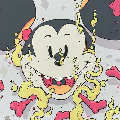 Painting by moi martos "the mouse is mine now" 