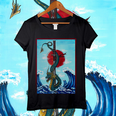 Japanese dragon women's t shirt 