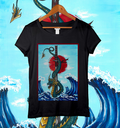 Japanese dragon women's t shirt 