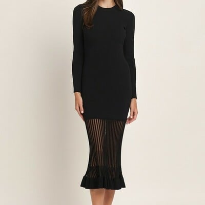 Wool black dress maxi 