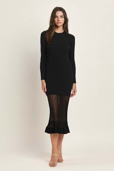 Wool black dress Maxi 