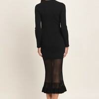 Wool black dress Maxi  - Thumbnail 2