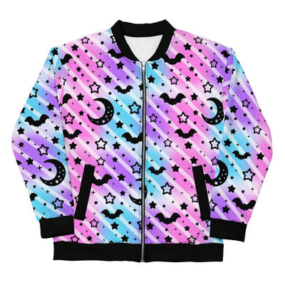 Creepy cute stripes unisex bomber jacket - Thumbnail 1