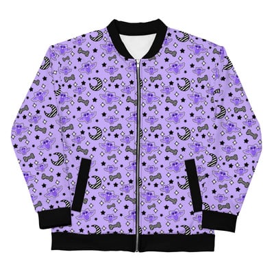 Magical kawaii spooky bats purple unisex bomber jacket