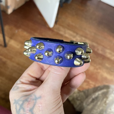 Blue 2-1-2 studded wristband