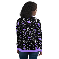 Milky Bat Night Black Unisex Bomber Jacket - Thumbnail 4